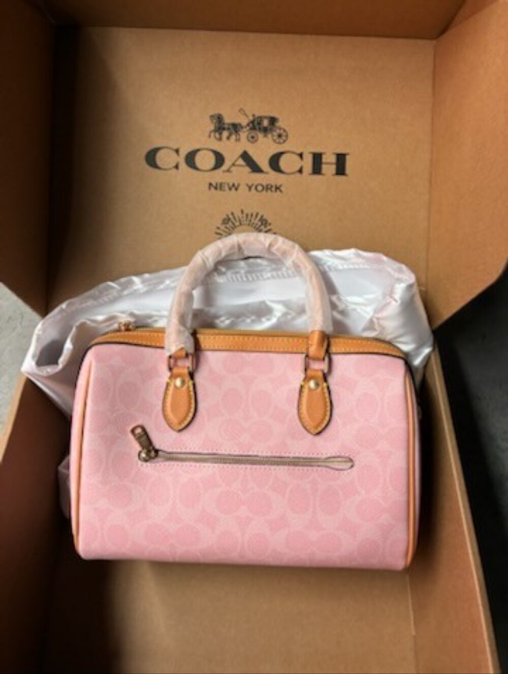 Coach Pink Leather Satchel with Floral Charm and Gold Hardware - Picture 4 of 10
